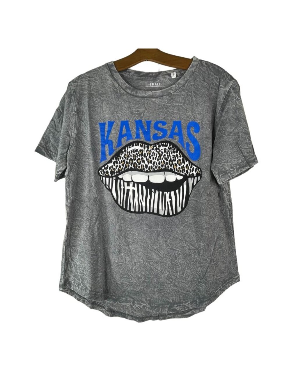 Kansas Wild Lips Core TShirt Small Pressbox Crewneck Short Sleeve Gray NEW